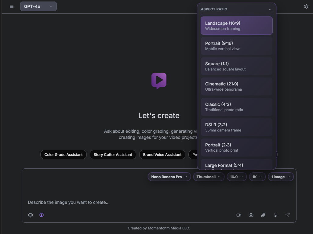 Generate Media workflow in Chat Video Pro